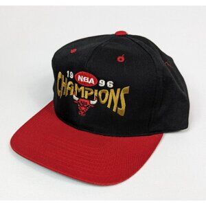Vtg Chicago Bulls Mens Snapback Hat 1996 Champions Spellout Jordan NBA Cap